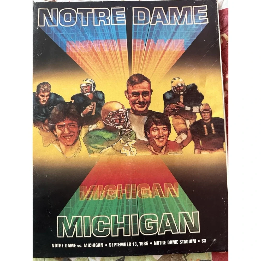 Vintage 1986 Notre Dame vs Michigan Football Program Vintage NCAA Harbaugh 156pg